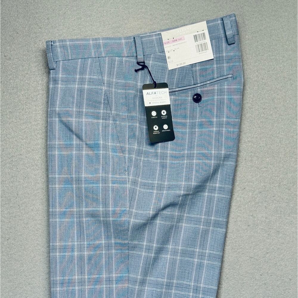 Alfani Men's Slim-Fit Plaid Suit Pants, Blue 32x32 $135